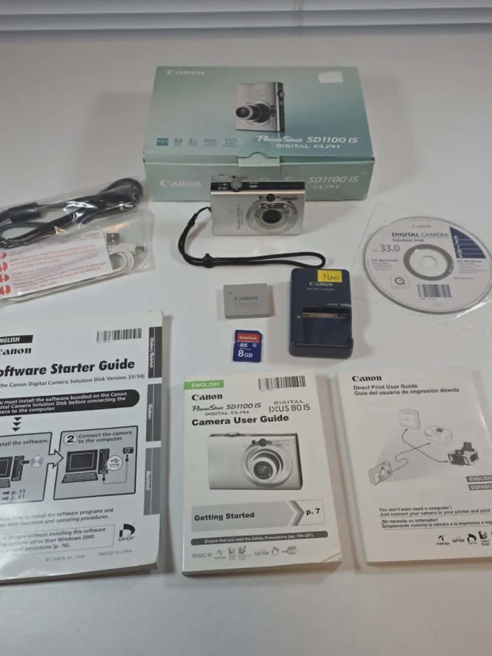 CANON POWER SHOT SD1100 IS DIGITAL ELPH SILVER CAMERA **READ**